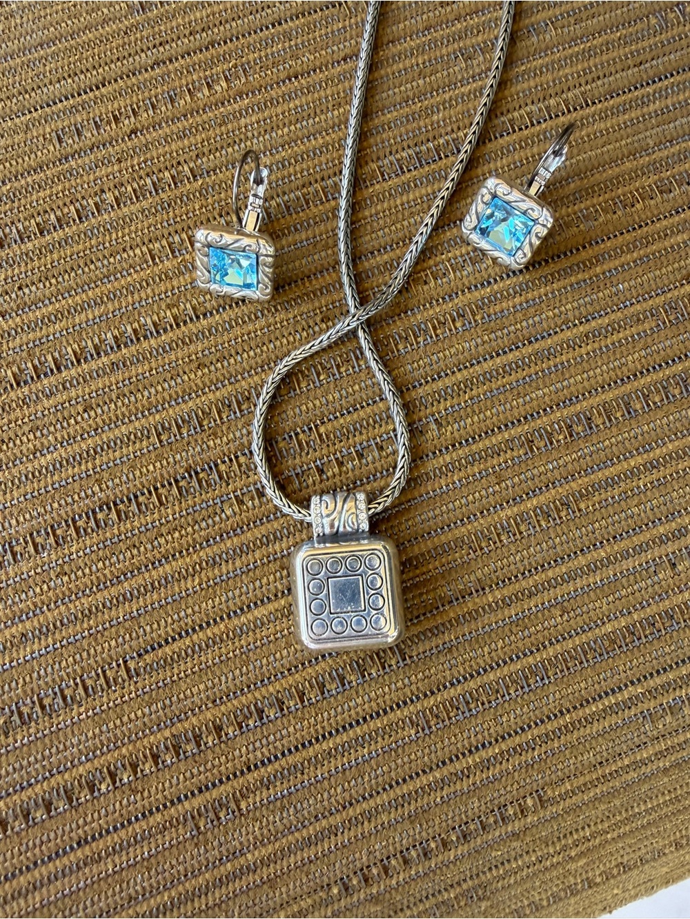 Brighton Regina Blue Reversible Necklace & Earrings Set - Picture 3 of 5